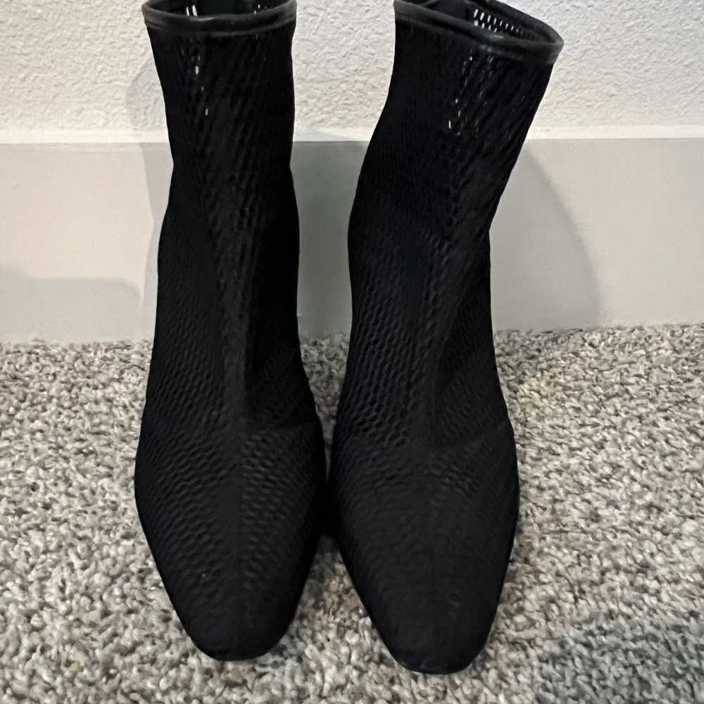 Zara Black Ankle Booties with Stretch Knit Design